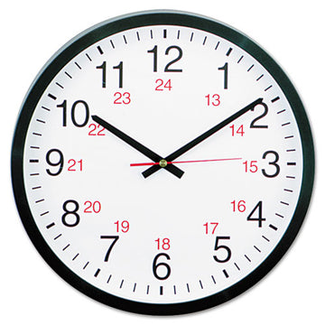 Universal® 24-hour Round Wall Clock, 12.63" Overall Diameter, Black Case, 1 Aa (sold Separately) freeshipping - TVN Wholesale